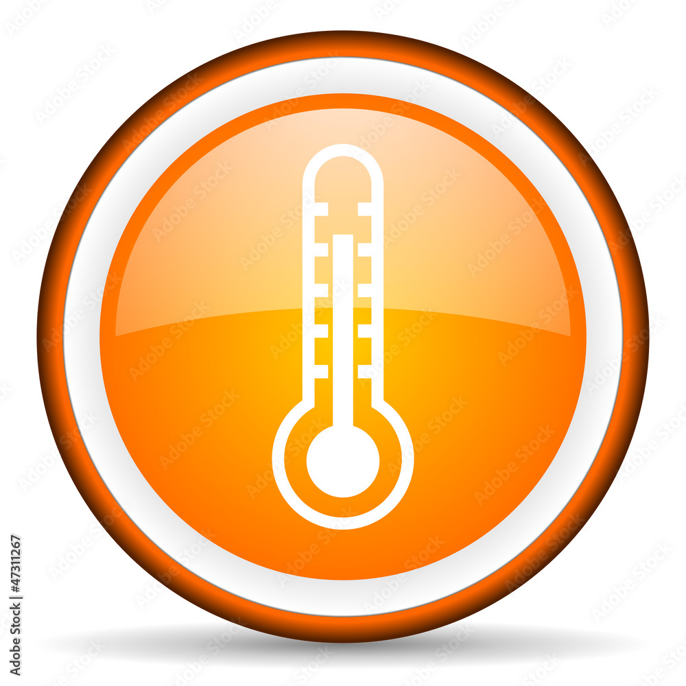 thermometer orange glossy circle icon on white background thermometer orange glossy circle icon on white background