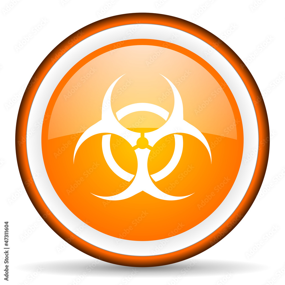virus orange glossy circle icon on white background virus orange glossy circle icon on white background