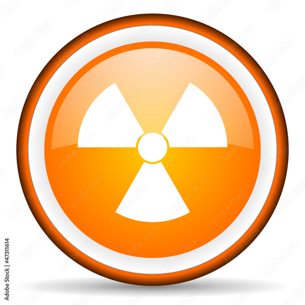 radiation orange glossy circle icon on white background radiation orange glossy circle icon on white background
