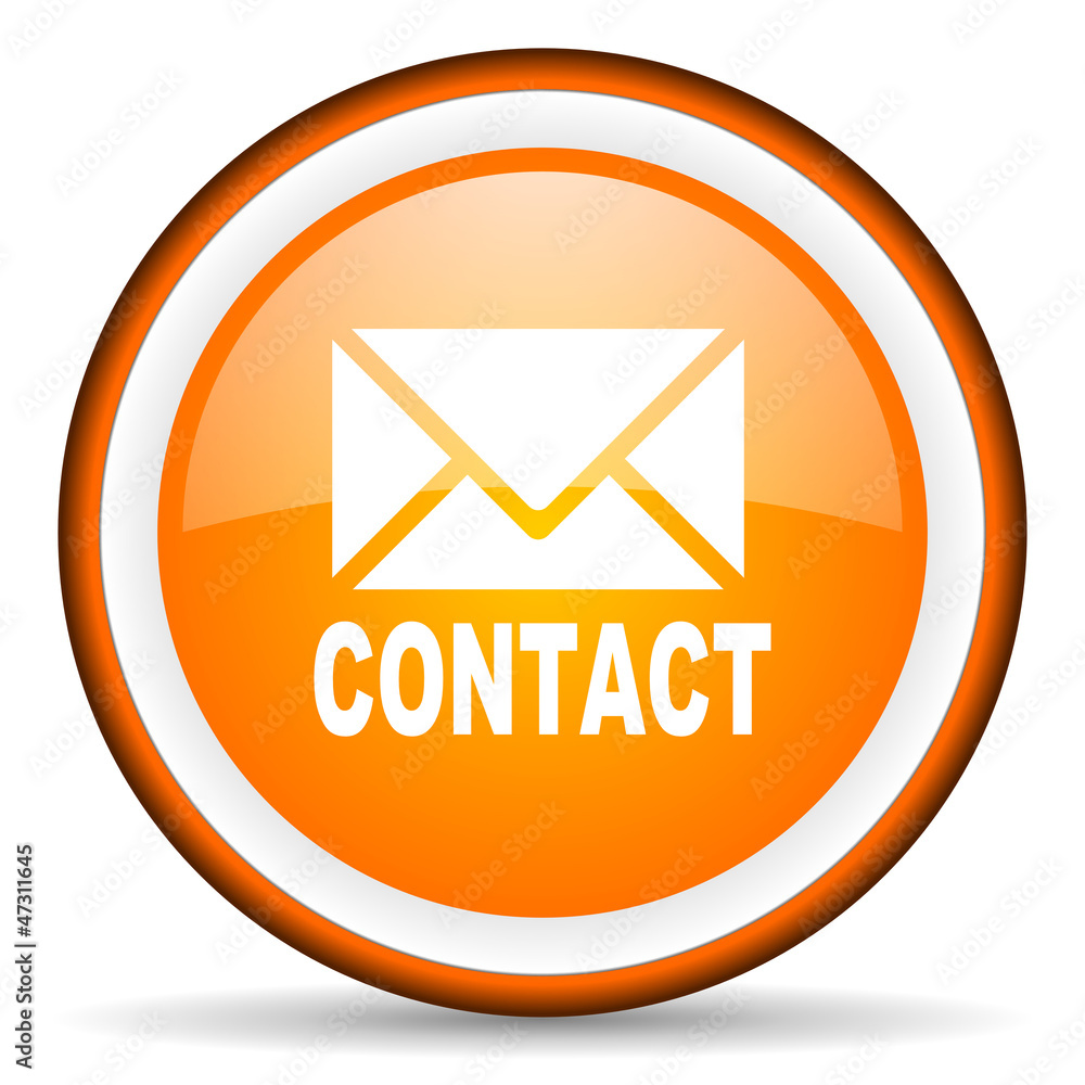 contact orange glossy circle icon on white background contact orange glossy circle icon on white background
