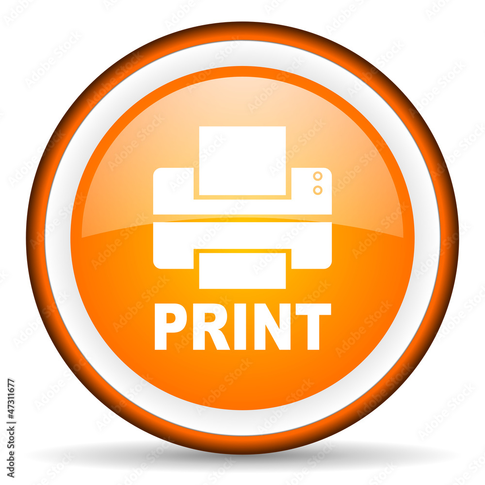 print orange glossy circle icon on white background print orange glossy circle icon on white background
