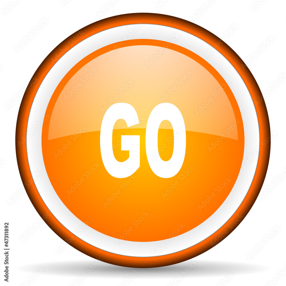 go orange glossy circle icon on white background go orange glossy circle icon on white background