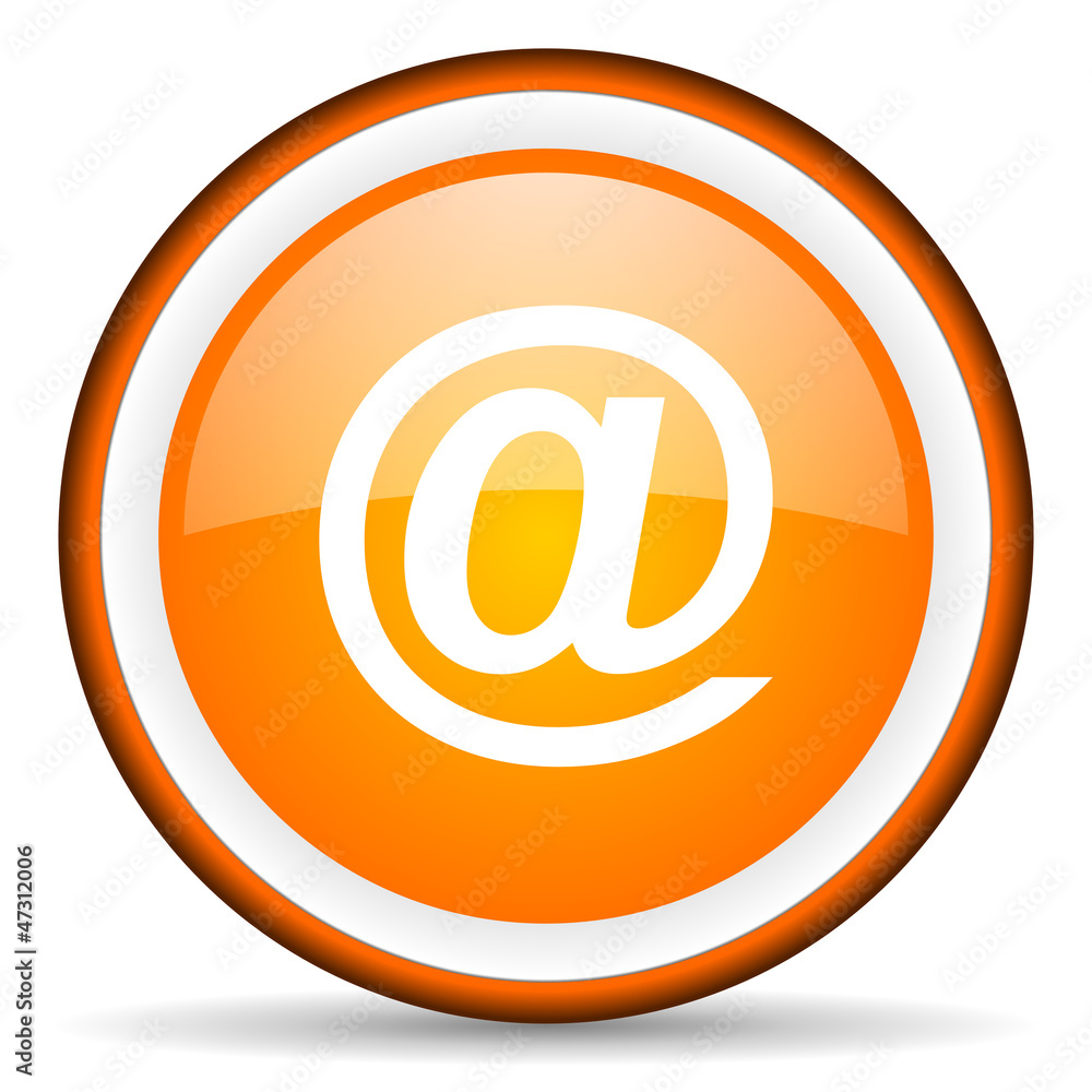 at orange glossy circle icon on white background