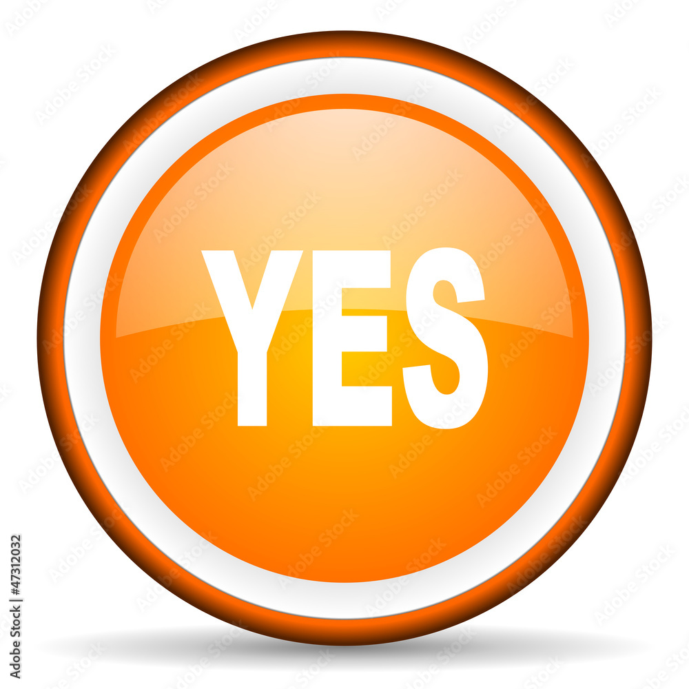 yes orange glossy circle icon on white background yes orange glossy circle icon on white background