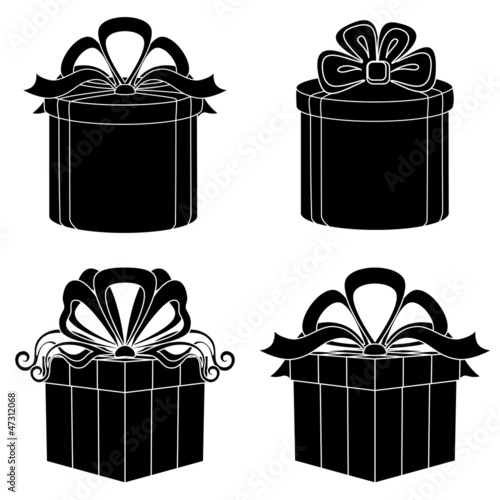 Gift box, silhouette, set