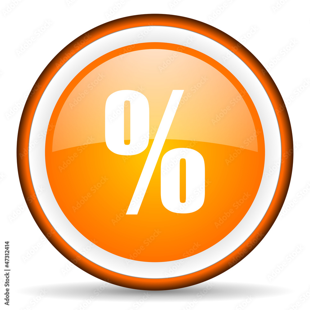 percent orange glossy circle icon on white background percent orange glossy circle icon on white background
