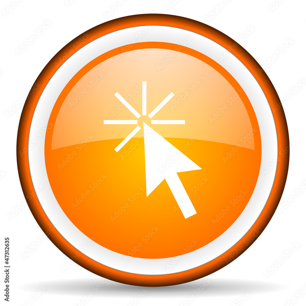 click here orange glossy circle icon on white background click here orange glossy circle icon on white background