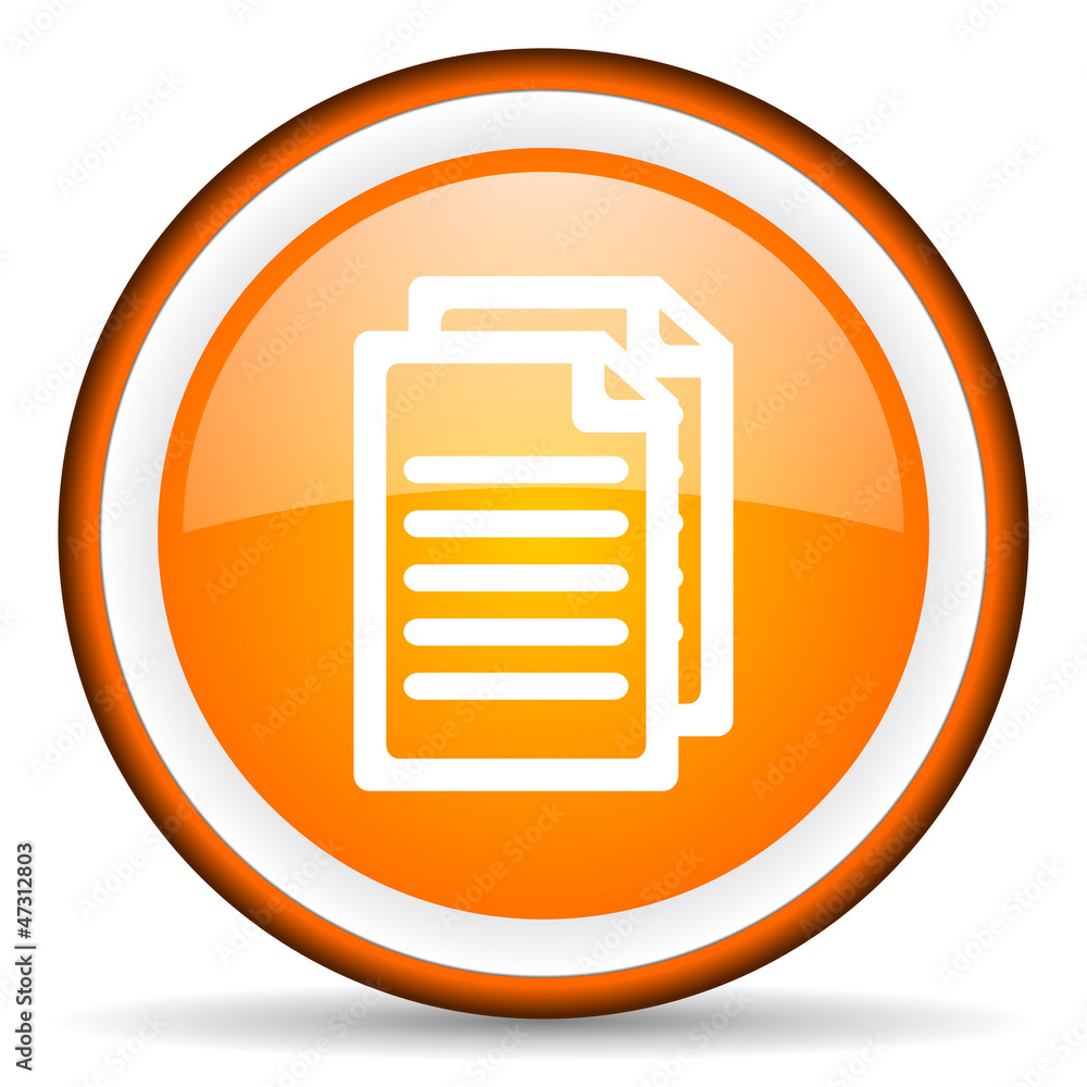 document orange glossy circle icon on white background document orange glossy circle icon on white background