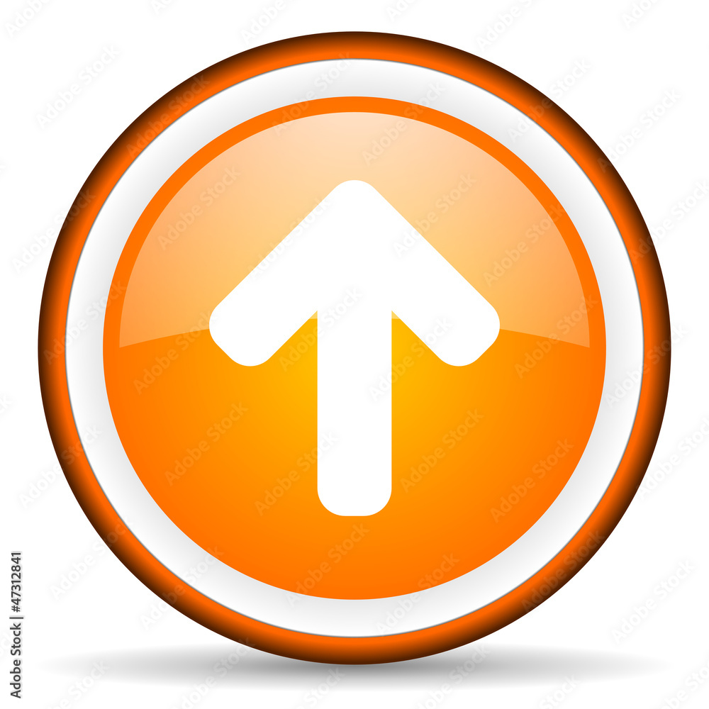 arrow up orange glossy circle icon on white background arrow up orange glossy circle icon on white background