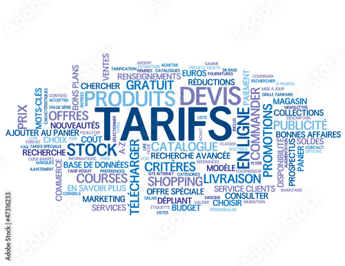 Nuage de Tags "TARIFS" (devis prix offres catalogue commerce)