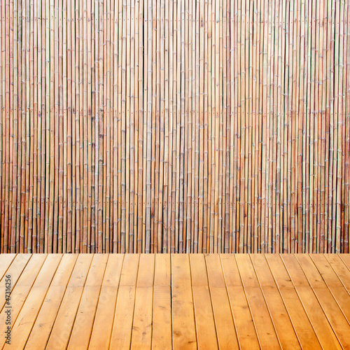 empty interior room with chinese bamboo background