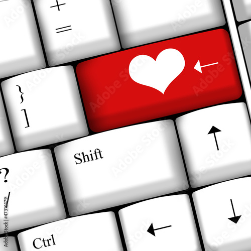 Computer keyboard with love key - concept for Valentine