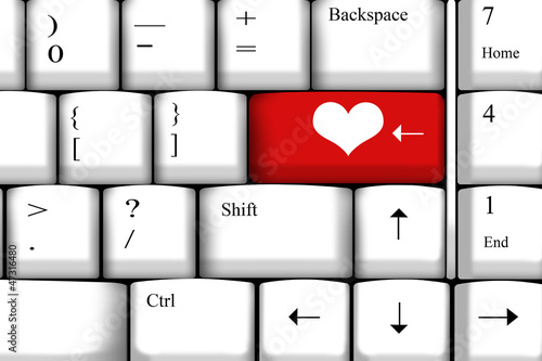 Computer keyboard with love key - concept for Valentine