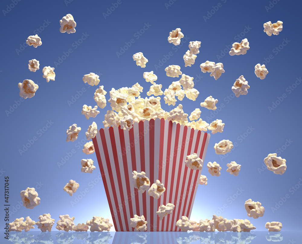Popcorn Flying - obrazy, fototapety, plakaty 