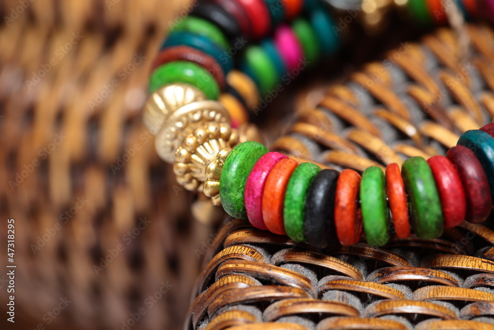 Close up view of colorful bracelet
