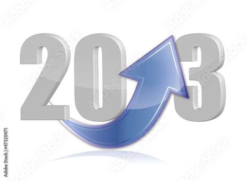 Das neue Jahr 2013 mit Pfeil nach oben