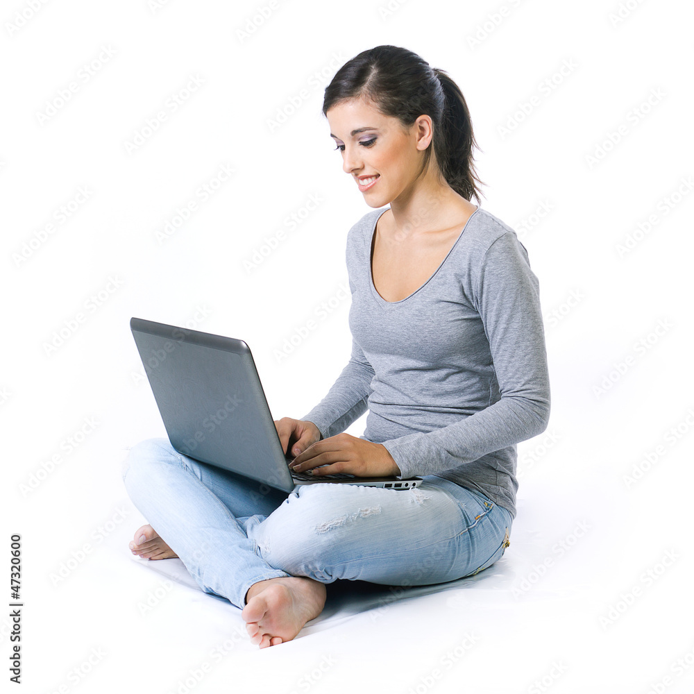 beautiful woman browsing internet at home beautiful woman browsing internet at home