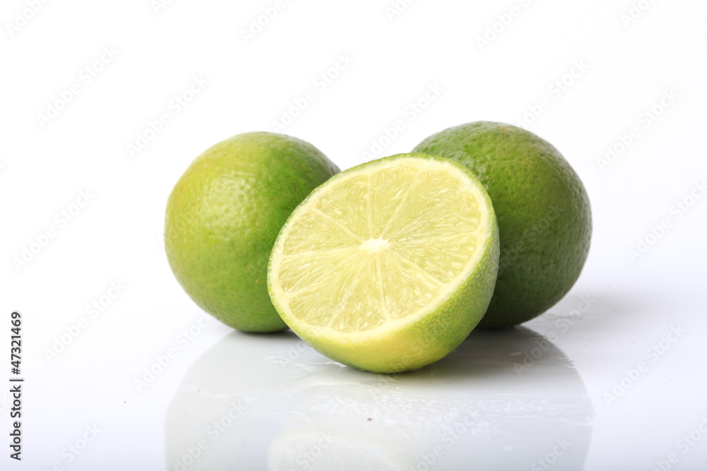 Fresh lime and slice, Isolated