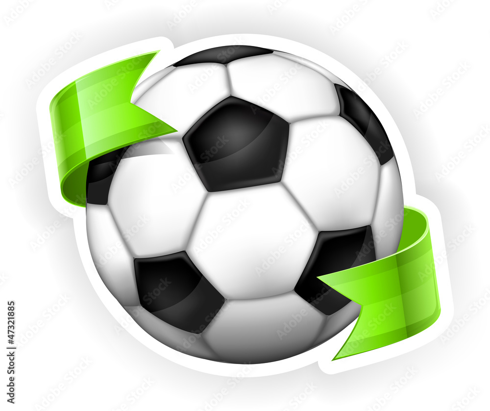 Football (soccer) ball with ribbon Football (soccer) ball with ribbon