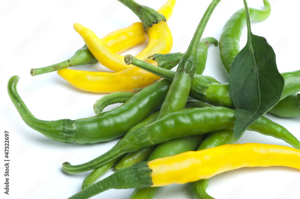 Small thin green chili peppers Small thin green chili peppers