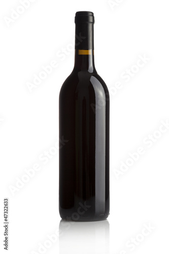 Elegant wine bottle isolated on a white background