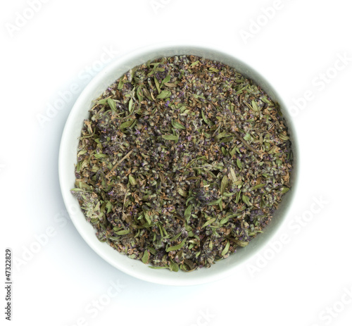 Dried thyme in a bowl