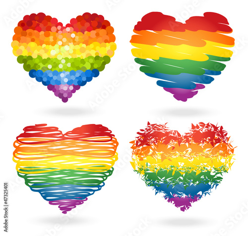 Set of rainbow hearts