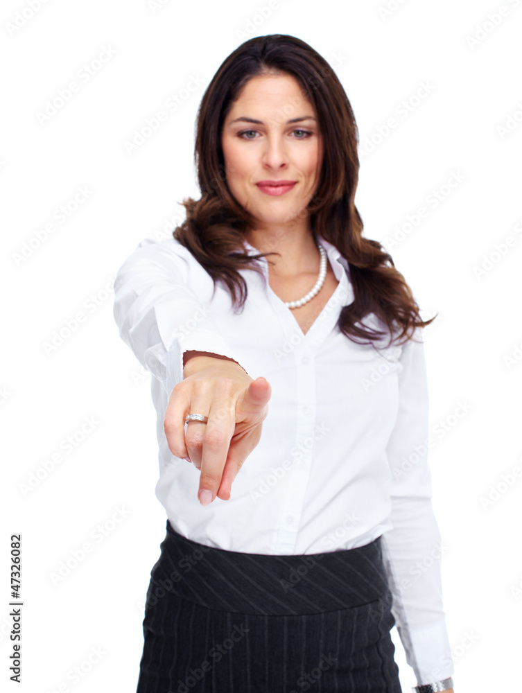 Business woman touching a copyspace. Business woman touching a copyspace.