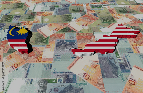 Malaysia Map flag on Ringgit illustration