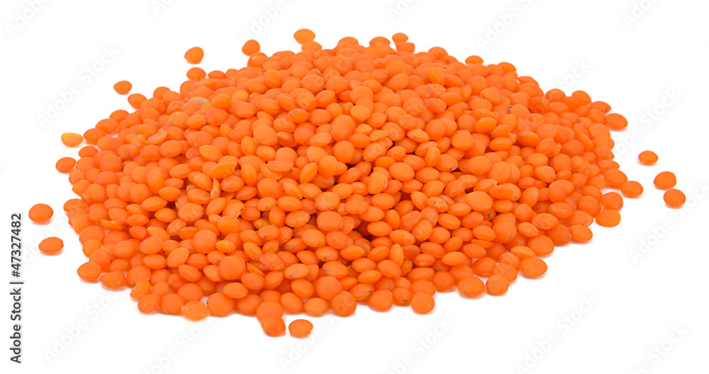 Heap of red lentils isolated on white background Heap of red lentils isolated on white background