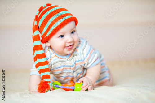 cute crawling baby boy indoors