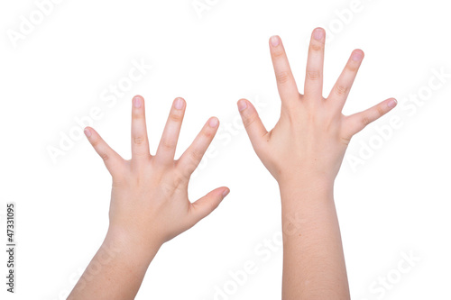 Woman hand . Isolated on white background 