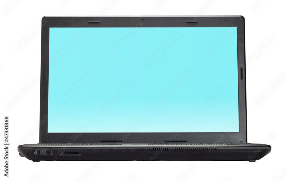 Black open laptop isolated on white background Black open laptop isolated on white background