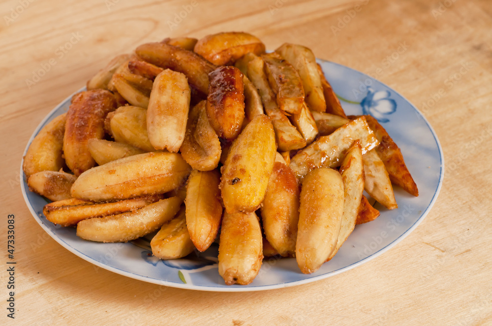 sweetened fried banana fritters (Saba) sweetened fried banana fritters (Saba)