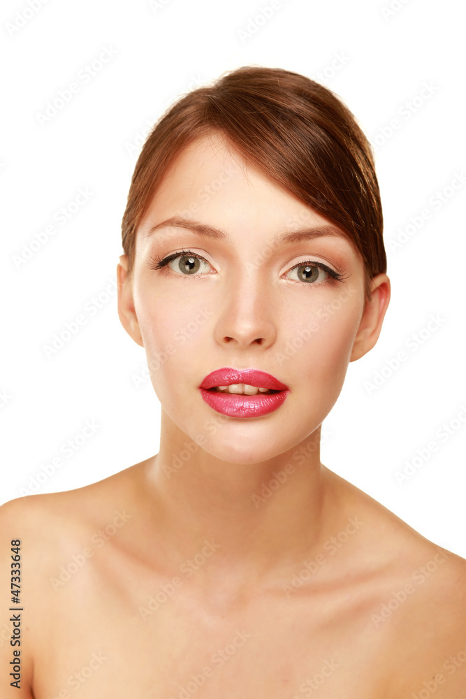 A beautiful woman, portrait isolated on white background A beautiful woman, portrait isolated on white background
