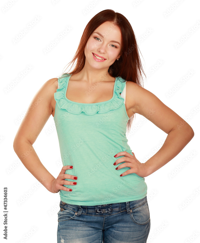 A portrait of a smiling young woman standing A portrait of a smiling young woman standing
