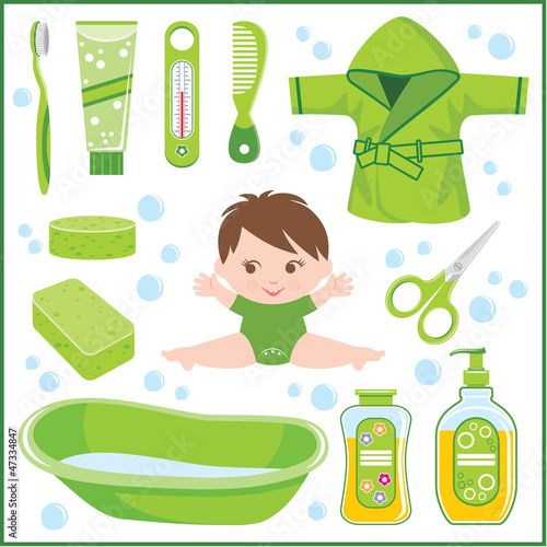 Set of children's things for bathing
