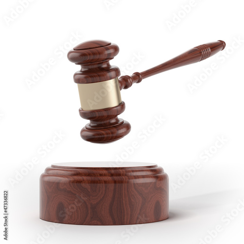 Wooden brown gavel and soundboard