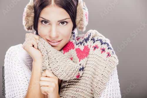 Young woman in winter clothes