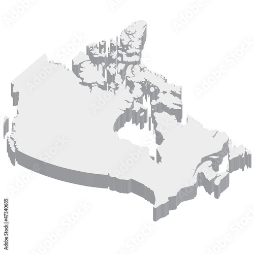 カナダ　地図　３D　立体