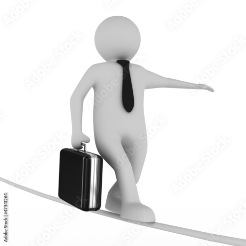 man balances on rope. Isola...