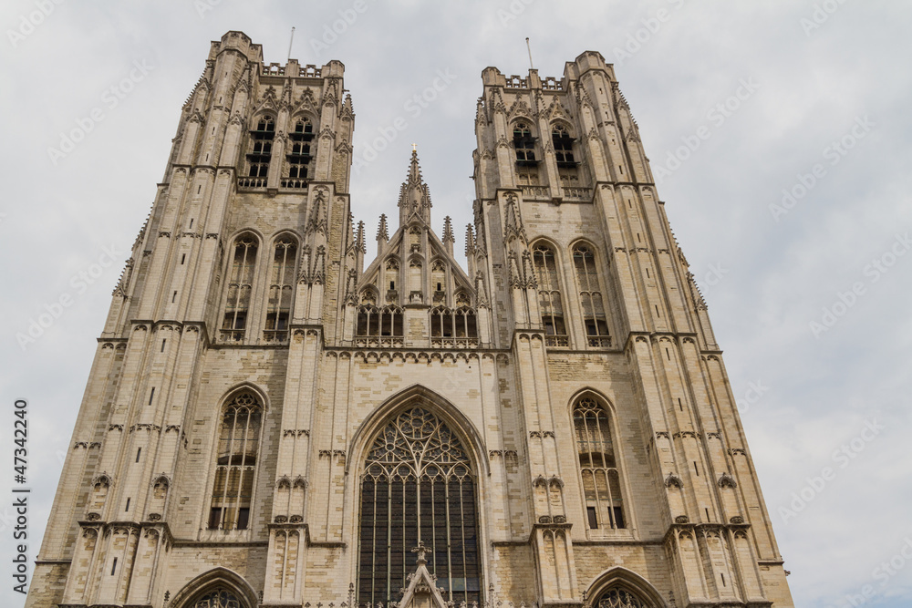 The beautiful Gothic cathedral St. Michael and St. Gudula strivi The beautiful Gothic cathedral St. Michael and St. Gudula strivi