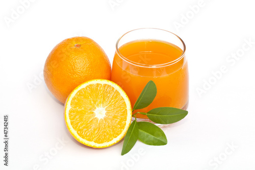 Orange and orange juice isolated