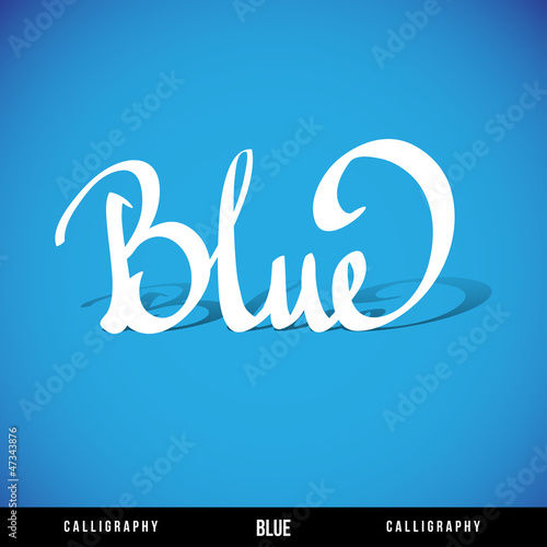 'BLUE' hand lettering, vector