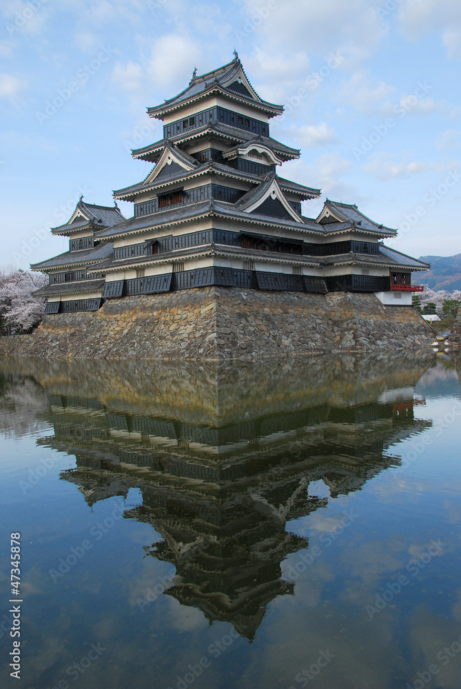 Château de Matsumoto et son reflet