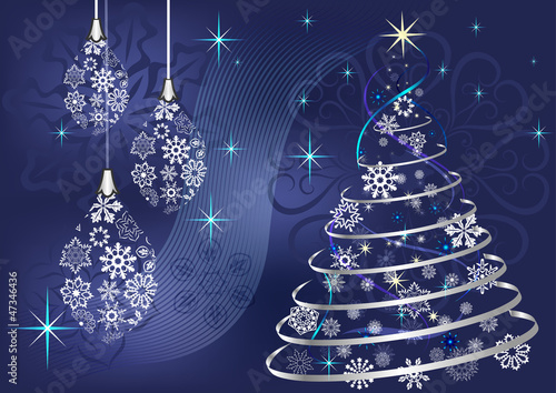 Christmas vector background with Christmas tree