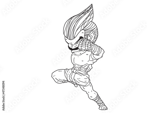 Muay Thai Boran : character cartoon 3 (Knee Strike)