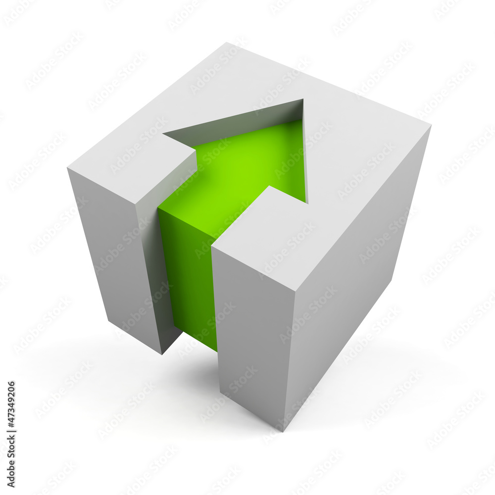 3d cube with red arrow 3d cube with red arrow