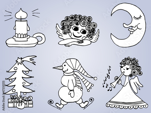 Hand drawn Winter Christmas set.