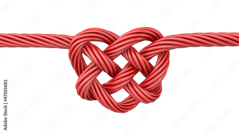 Fototapeta premium Red heart shaped knot